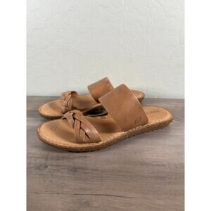 Born Womens Size 9 Morena Brown Leather Slip on Slide‎ Sandals Braided Shoes
